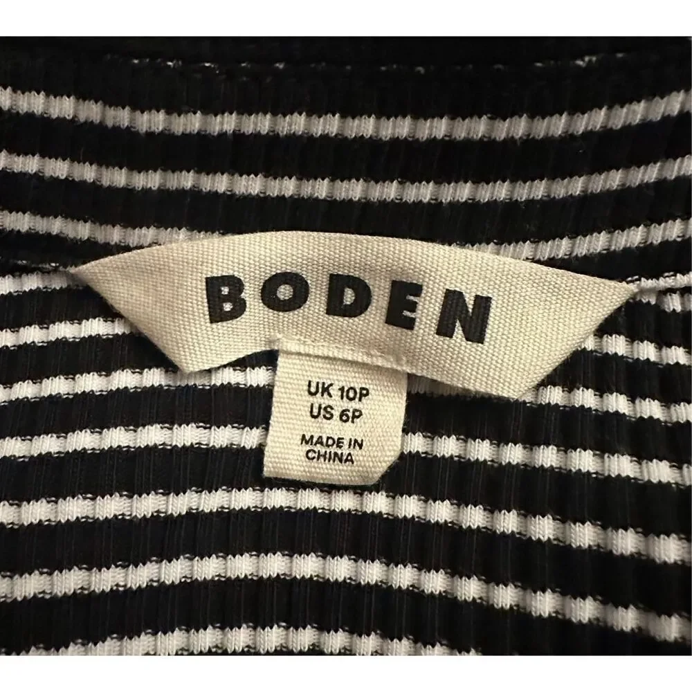 New! Boden Black and White Striped Knit Dress Sz 6P